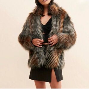Anthropologie Hutch Steph Faux Fur Oversized Coat Size XS